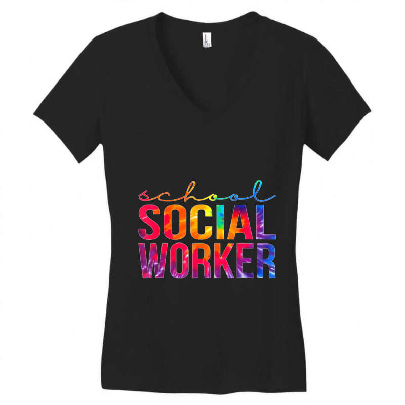 School Social Worker Tie Dye Appreciation For Work Women's V-Neck T-Shirt by kentuckykonpha9 | Artistshot