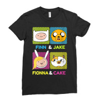 Womens Cn Adventure Time Finn & Jake Fionna & Cake Box Up Ladies Fitted T-shirt | Artistshot