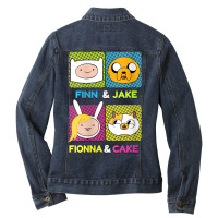 Womens Cn Adventure Time Finn & Jake Fionna & Cake Box Up Ladies Denim Jacket | Artistshot