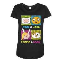 Womens Cn Adventure Time Finn & Jake Fionna & Cake Box Up Maternity Scoop Neck T-shirt | Artistshot