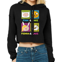 Womens Cn Adventure Time Finn & Jake Fionna & Cake Box Up Cropped Hoodie | Artistshot