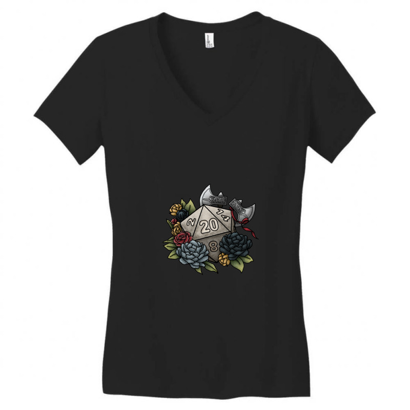 Barbarian Class D20 - Tabletop Gaming Dice Women's V-Neck T-Shirt by BrettHaralson | Artistshot