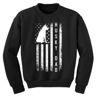 Mens Husky Lover Siberian Husky Dad American Flag Dog Lover Youth Sweatshirt | Artistshot