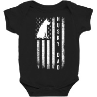 Mens Husky Lover Siberian Husky Dad American Flag Dog Lover Baby Bodysuit | Artistshot