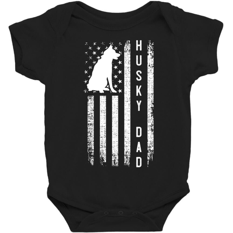 Mens Husky Lover Siberian Husky Dad American Flag Dog Lover Baby Bodysuit by Konlasa6638 | Artistshot