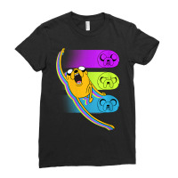 Womens Cn Adventure Time Jake Neon Faces Ladies Fitted T-shirt | Artistshot