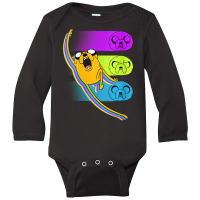 Womens Cn Adventure Time Jake Neon Faces Long Sleeve Baby Bodysuit | Artistshot