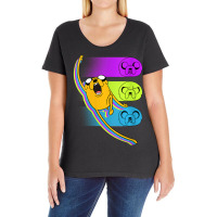 Womens Cn Adventure Time Jake Neon Faces Ladies Curvy T-shirt | Artistshot