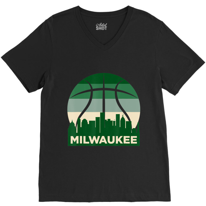 Milwaukee Basketball 2022 B-ball City Retro Vintage V-neck Tee | Artistshot