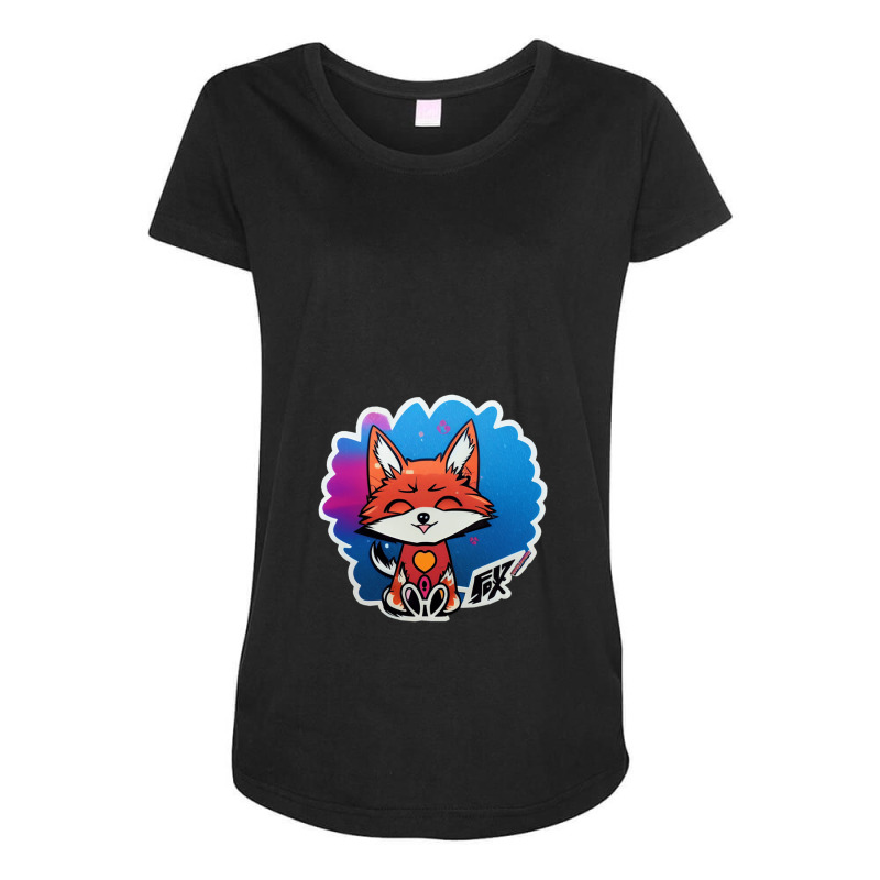 Chibi Fox Cute Chibi Anime Sticker Maternity Scoop Neck T-shirt by RoyceGlenn | Artistshot