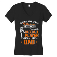 My Favorite Baseball Player Calls Me Dad Father's Day Women's V-neck T-shirt | Artistshot