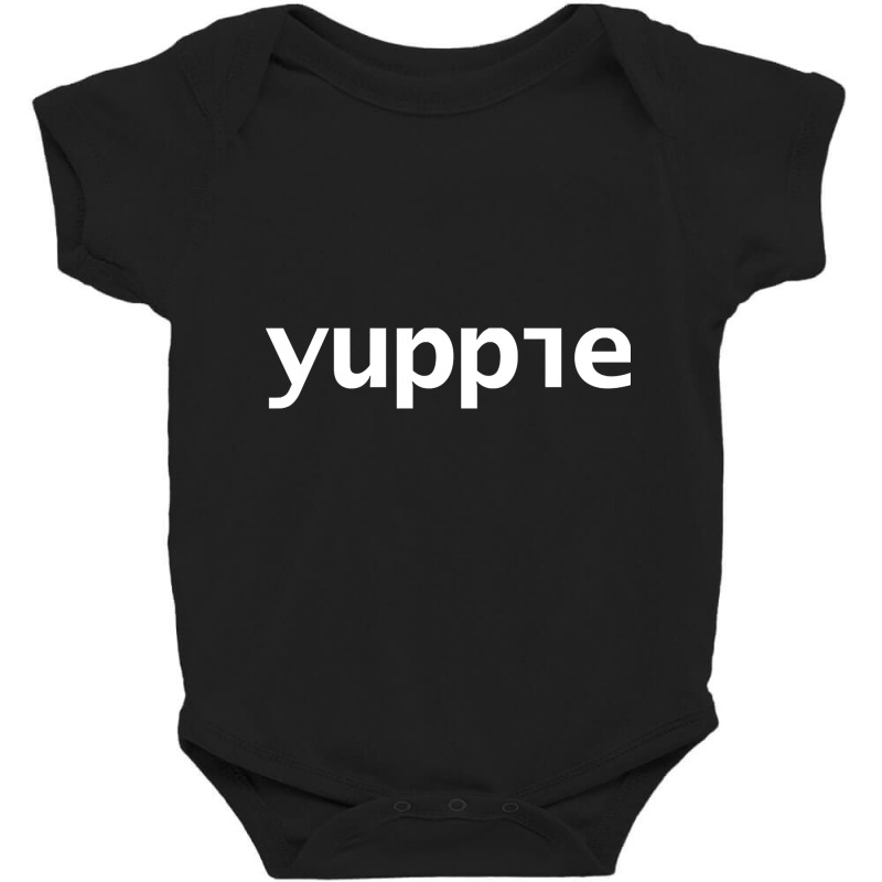 Minimal Typography Yuppie White Text Baby Bodysuit | Artistshot