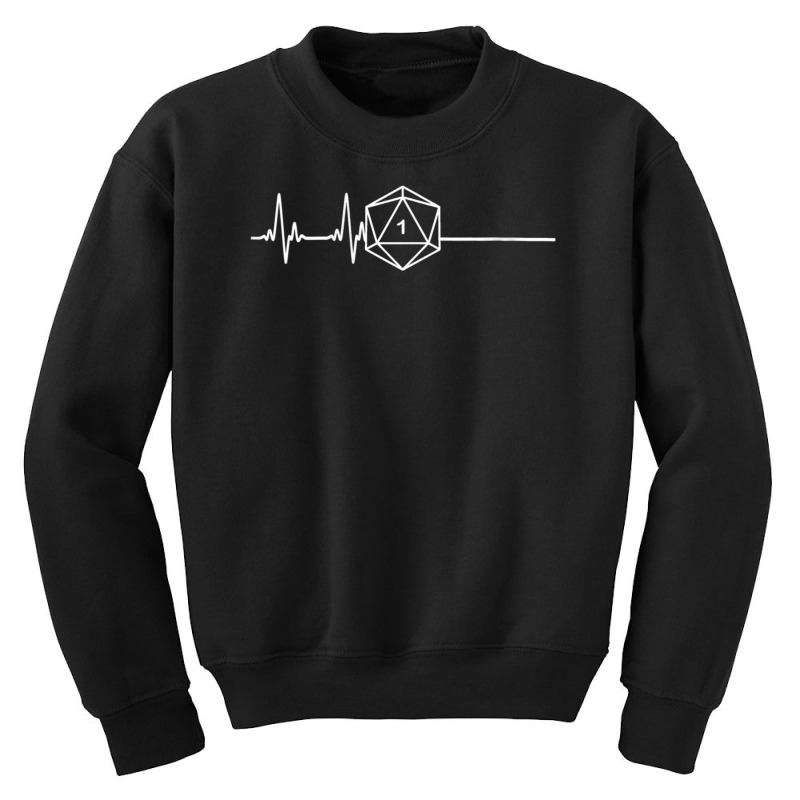 Womens Critical Fail Heartbeat Dragons Dungeons Dice Roll Geek Nerd V- Youth Sweatshirt | Artistshot