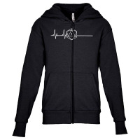 Womens Critical Fail Heartbeat Dragons Dungeons Dice Roll Geek Nerd V- Youth Zipper Hoodie | Artistshot