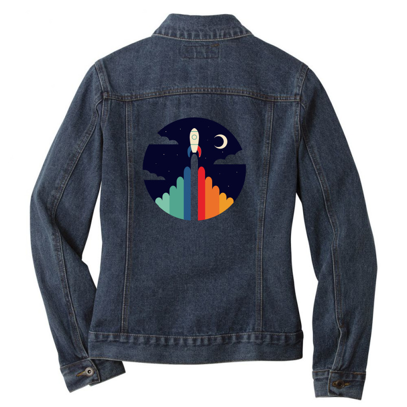 Space Travel Ladies Denim Jacket by marceliana | Artistshot