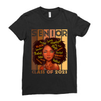 Senior 2023 Class Black Smart Afro Melanin African American Ladies Fitted T-shirt | Artistshot