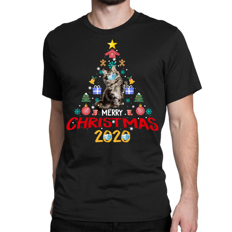 Quarantine Christmas 2020 Tree Maine Coon Cat Mask Gift Sweatshirt Classic T-shirt by sadukakehy | Artistshot