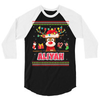 Reindeer Aliyah Merry Christmas Girl Santa Sweater Ugly Xmas T Shirt 3/4 Sleeve Shirt | Artistshot