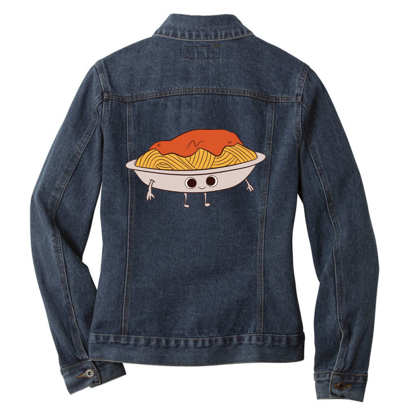 Pasta   Plate With Spaghetti Bolognese Classic Ladies Denim Jacket by cm-arts | Artistshot