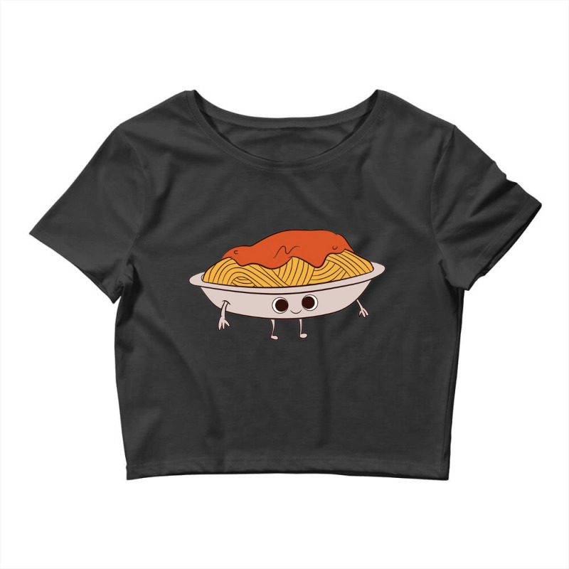 Pasta   Plate With Spaghetti Bolognese Classic Crop Top by cm-arts | Artistshot