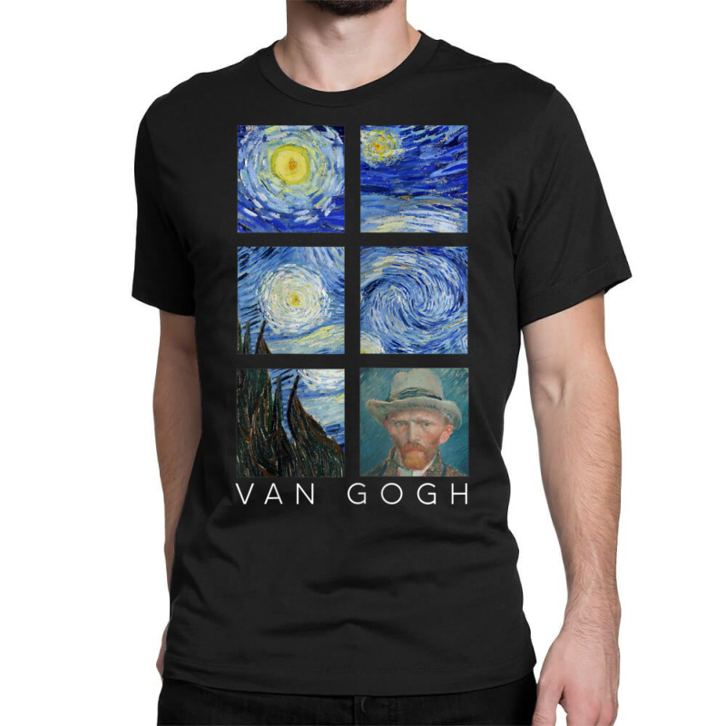 Van Gogh Starry Night Painting Collage With Self-portrait Classic T-shirt by vucongha | Artistshot