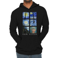 Van Gogh Starry Night Painting Collage With Self-portrait Lightweight Hoodie | Artistshot