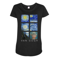 Van Gogh Starry Night Painting Collage With Self-portrait Maternity Scoop Neck T-shirt | Artistshot