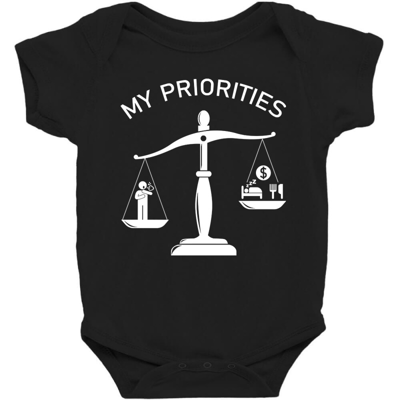 My Priorities Burp Tips The Scale Baby Bodysuit by atereabag | Artistshot