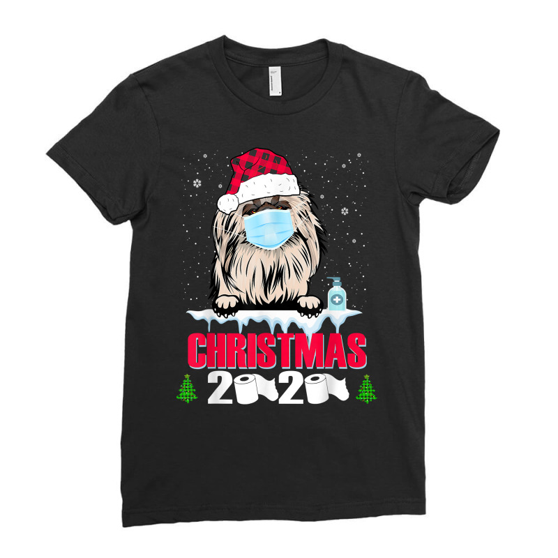 Pekingese Face Mask Dog Merry Christmas 2020 Funny Gift Xmas T Shirt Ladies Fitted T-Shirt by fashyshaevozho | Artistshot