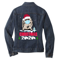 Pekingese Face Mask Dog Merry Christmas 2020 Funny Gift Xmas T Shirt Ladies Denim Jacket | Artistshot