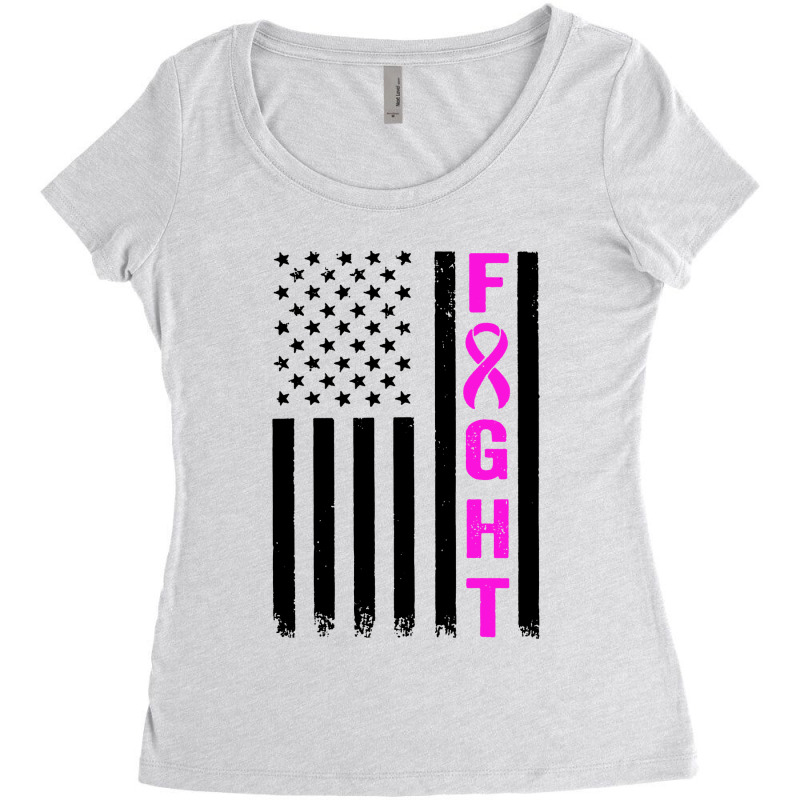 Fight Breast Survivor American Flag Women's Triblend Scoop T-shirt by Saprol Tees | Artistshot