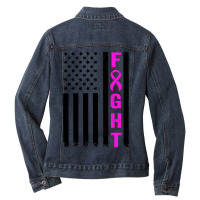 Fight Breast Survivor American Flag Ladies Denim Jacket | Artistshot