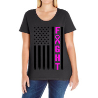 Fight Breast Survivor American Flag Ladies Curvy T-shirt | Artistshot