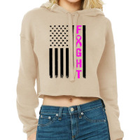 Fight Breast Survivor American Flag Cropped Hoodie | Artistshot