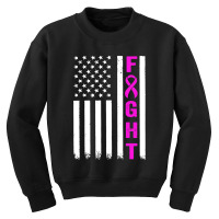 Fight Breast Survivor American Flag Youth Sweatshirt | Artistshot