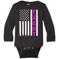 Fight Breast Survivor American Flag Long Sleeve Baby Bodysuit | Artistshot