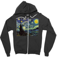 Van Gogh Starry Night Ufo Invasion Artistic Zipper Hoodie | Artistshot