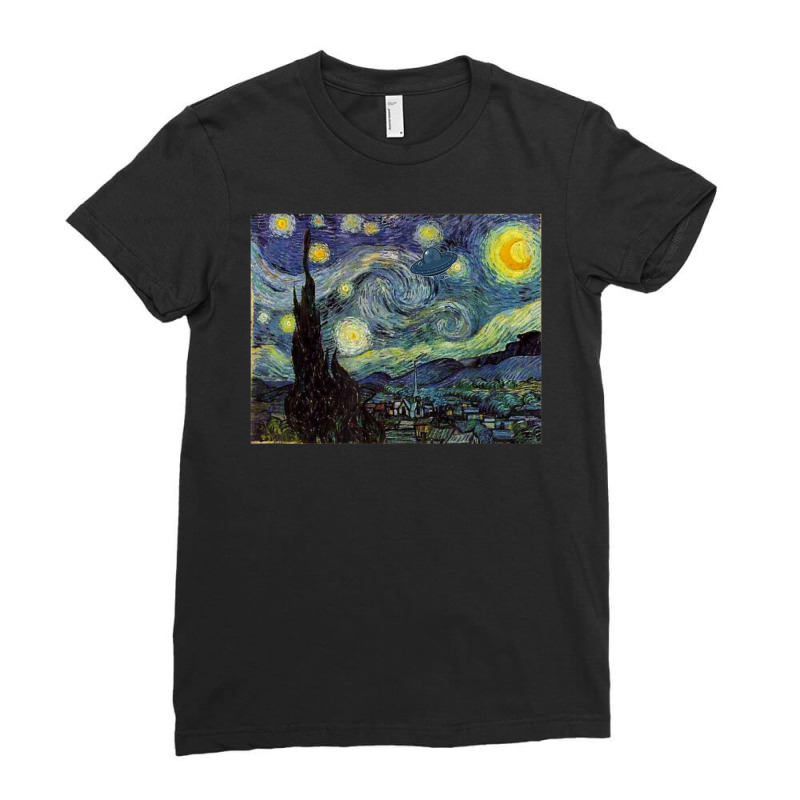 Van Gogh Starry Night Ufo Invasion Artistic Ladies Fitted T-Shirt by vucongha | Artistshot