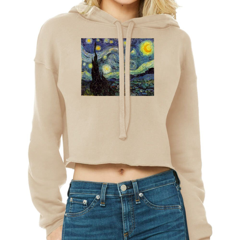 Van Gogh Starry Night Ufo Invasion Artistic Cropped Hoodie by vucongha | Artistshot