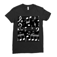 Dancing Music Notes Black And White Ladies Fitted T-shirt | Artistshot