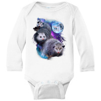 3 Moon Opossum Marsupial Rodent Opossum Art Long Sleeve Baby Bodysuit | Artistshot