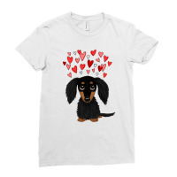 Black And Tan Longhaired Dachshund With Hearts For Boyfriend Ladies Fitted T-shirt | Artistshot