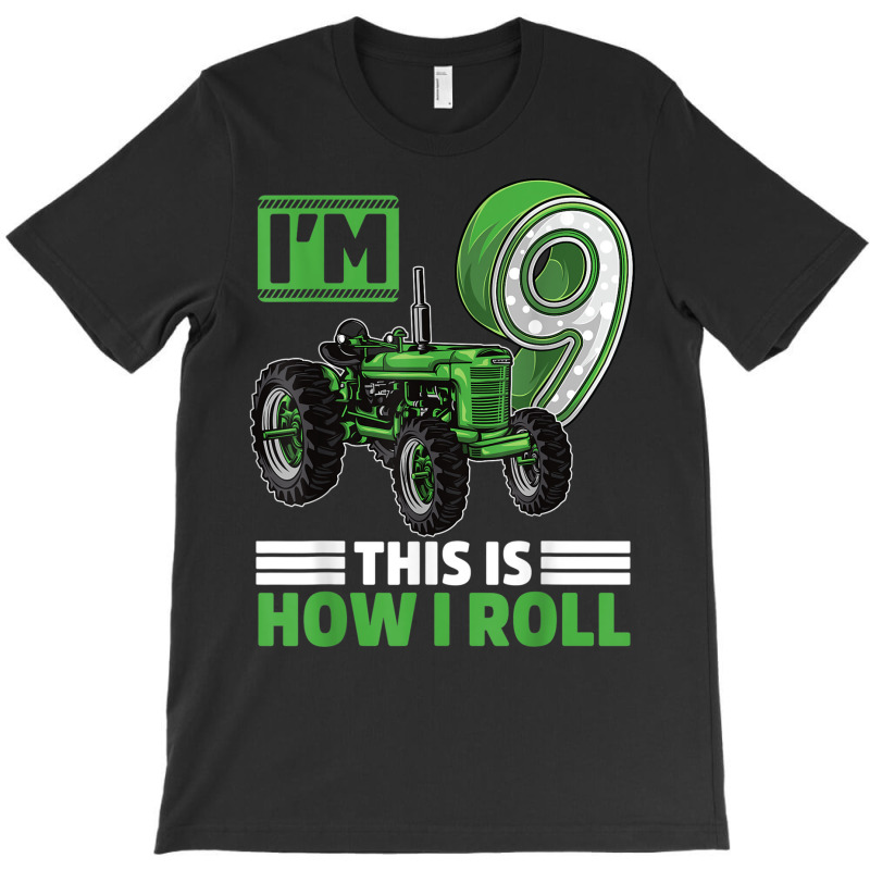 Green Farm Tractor 9th Birthday Party 9 Year Old Farmer T Shirt T-shirt | Artistshot