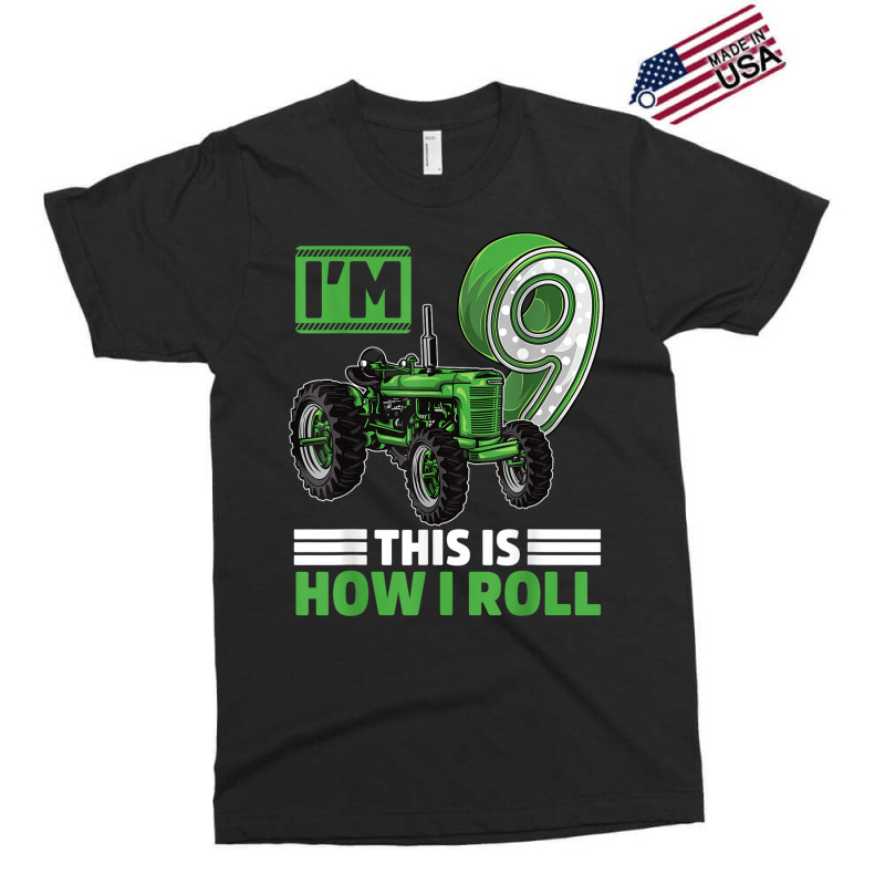 Green Farm Tractor 9th Birthday Party 9 Year Old Farmer T Shirt Exclusive T-shirt | Artistshot