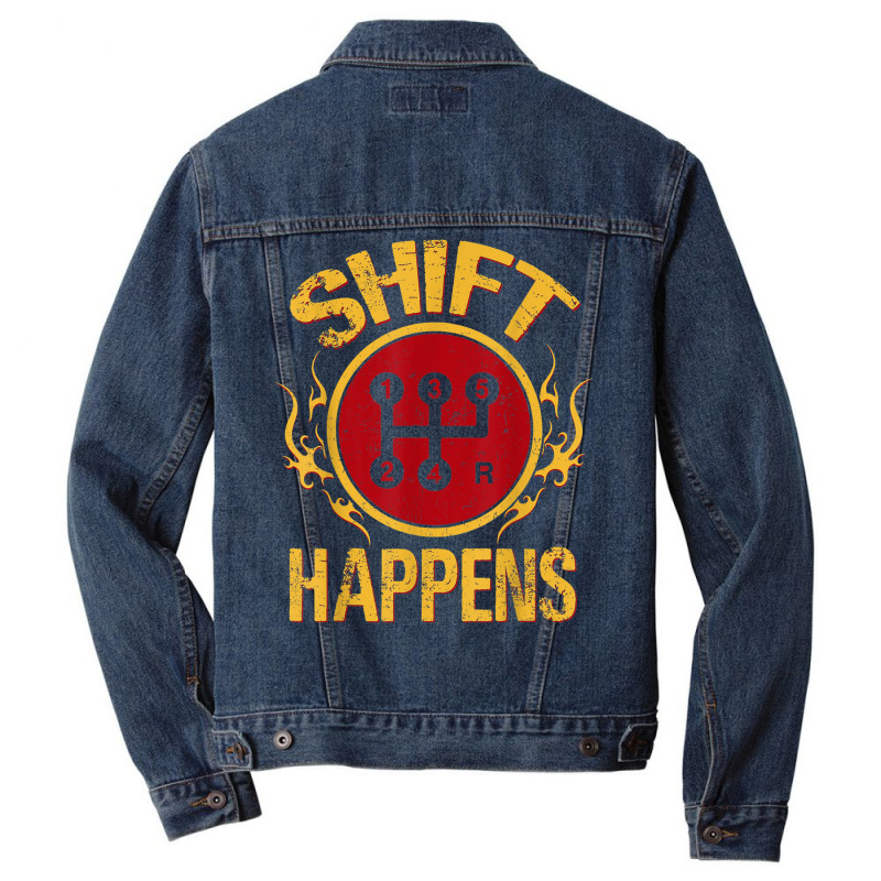 Manual Car Shift Happens Manual Gear Shift Men Denim Jacket | Artistshot