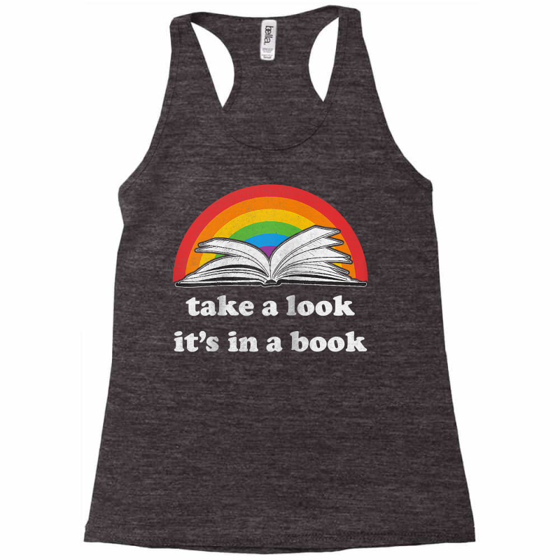 Take A Look It's In A Book Reading Vintage Retro Rainbow Raglan Baseba Racerback Tank by cm-arts | Artistshot