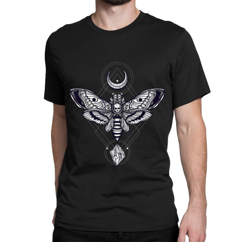 Crystal Moon And Death Moth - Mystic Pagan Skeleton Classic T-shirt by TheolaMayshack | Artistshot