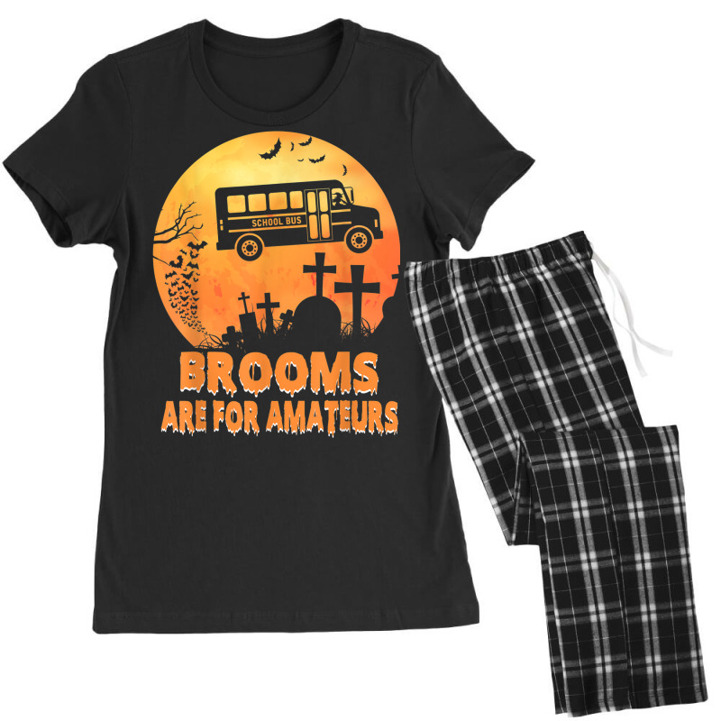 Brooms Are For Amateurs Witch Riding School Bus Halloween Women's Pajamas Set by Fashzilla | Artistshot