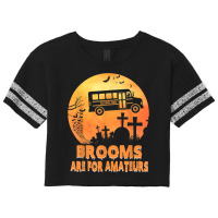 Brooms Are For Amateurs Witch Riding School Bus Halloween Scorecard Crop Tee | Artistshot