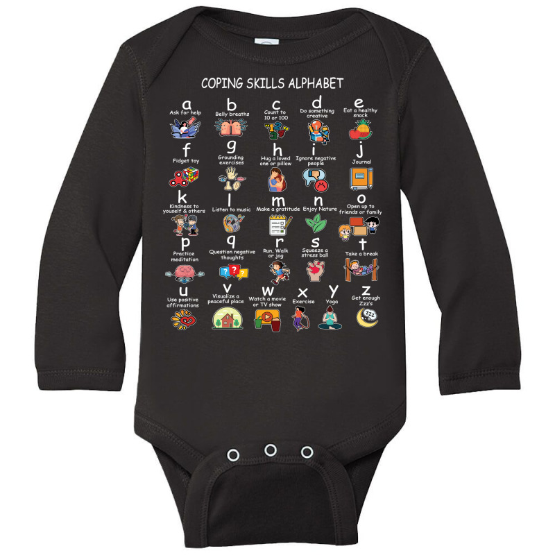 Mental Health Awareness Coping Skills Alphabet Kids Teens Long Sleeve Long Sleeve Baby Bodysuit | Artistshot